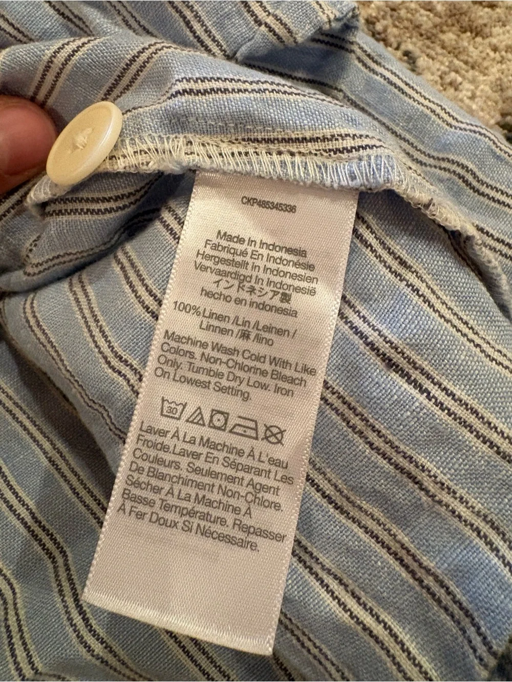 Madewell Cassie Button-Front Midi Dress in Linen Powder Blu Stripe SZ M - Picture 5 of 5